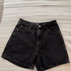 Zara Black High Waist Denim Shorts